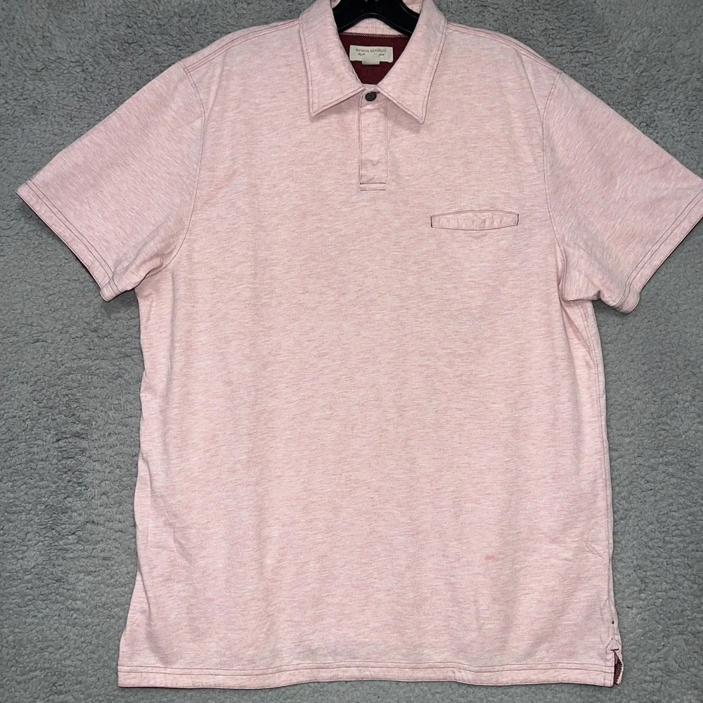 VTG Banana Republic Shirt Men's Size L Heather Pink Fitted Pima Polo Golf Pocket